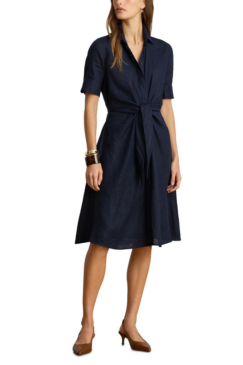 Wakana Linen Shirtdress, Main, color, LAUREN NAV