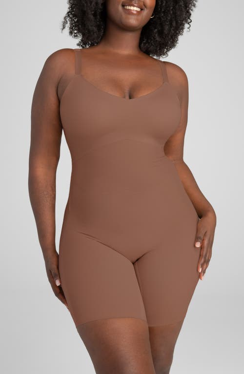 Honeylove Superpower Mid Thigh Bodysuit In Brown