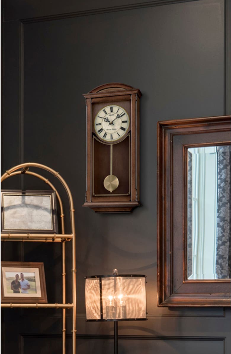Seiko Arched Dual Chimes Pendulum Clock, Alternate, color, Brown