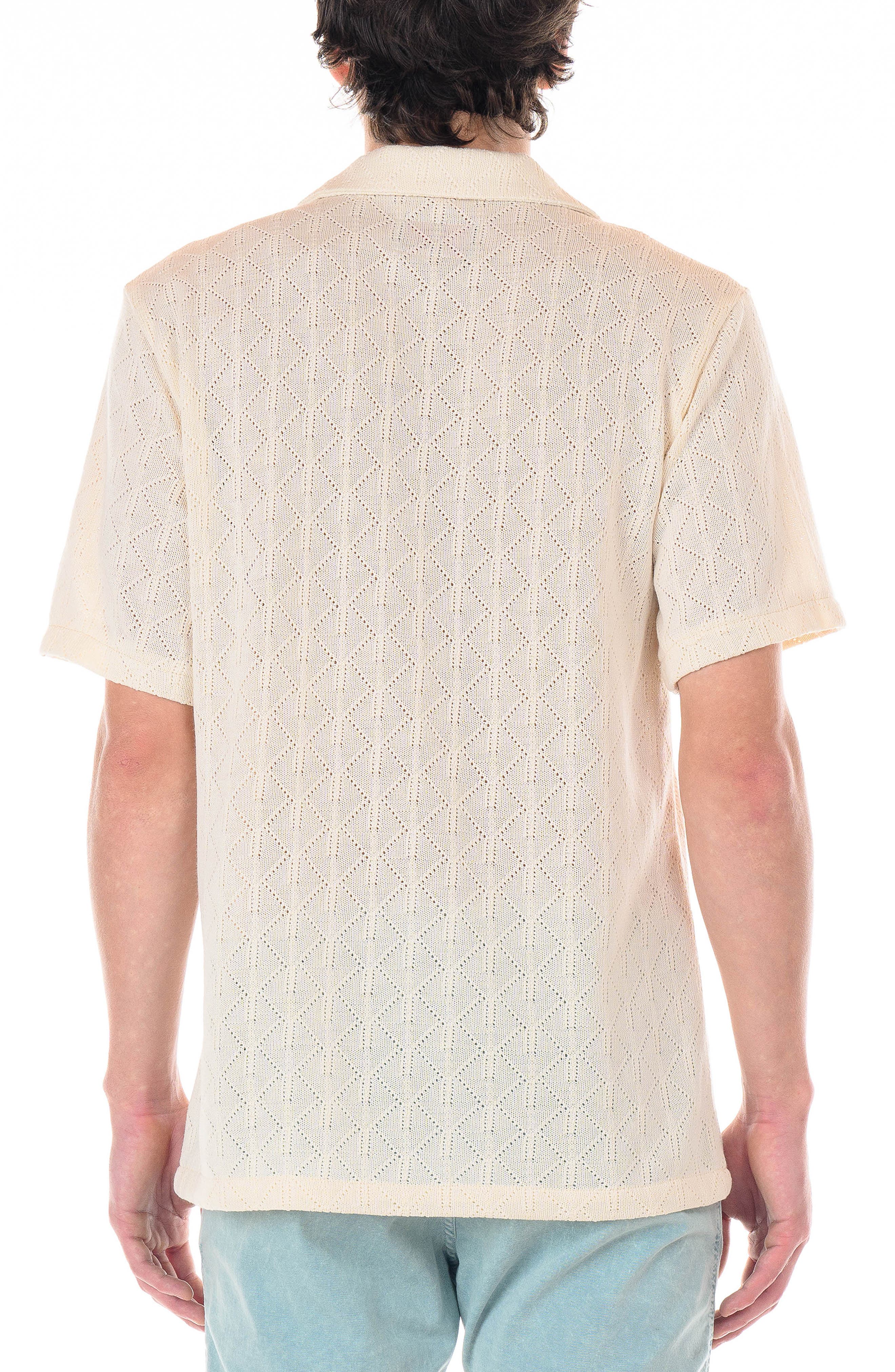 Capri Geometric Pointelle Knit Camp Shirt - image 2