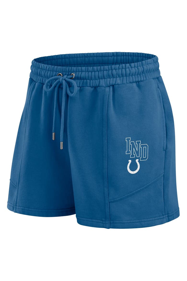 Women's WEAR by Erin Andrews Royal Indianapolis Colts Washed Fleece Long Sleeve T-Shirt & Shorts Lounge Set, Alternate, color, Royal