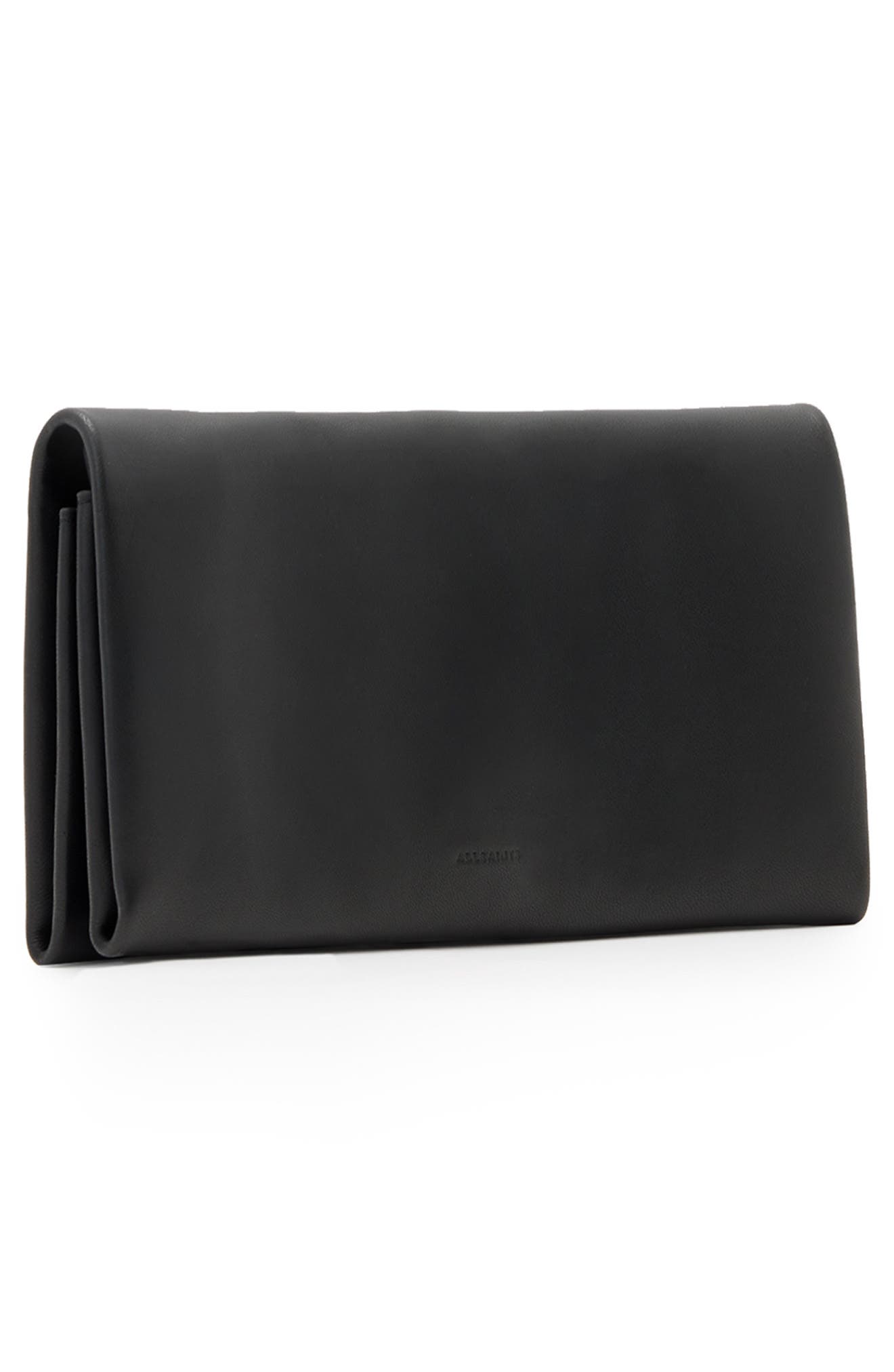 AllSaints Harluna Leather Clutch, Alternate, color, 