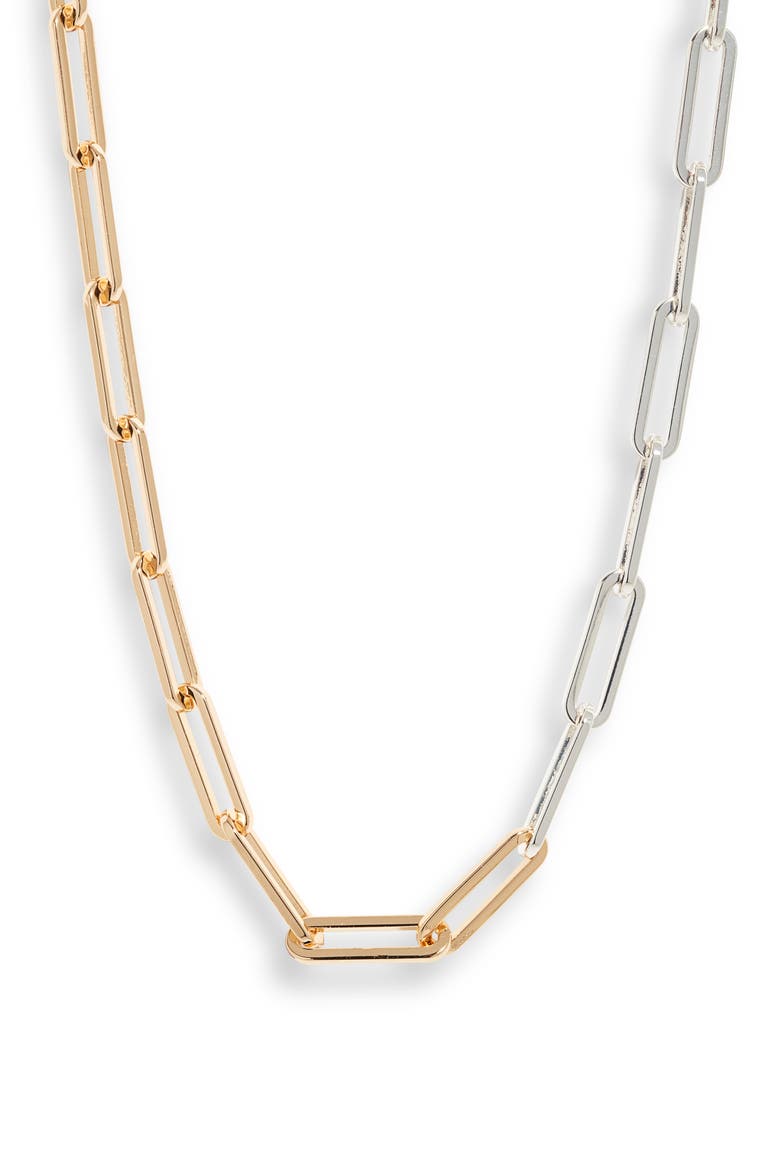 Andi Paperclip Link Necklace, Main, color, TWO TONE