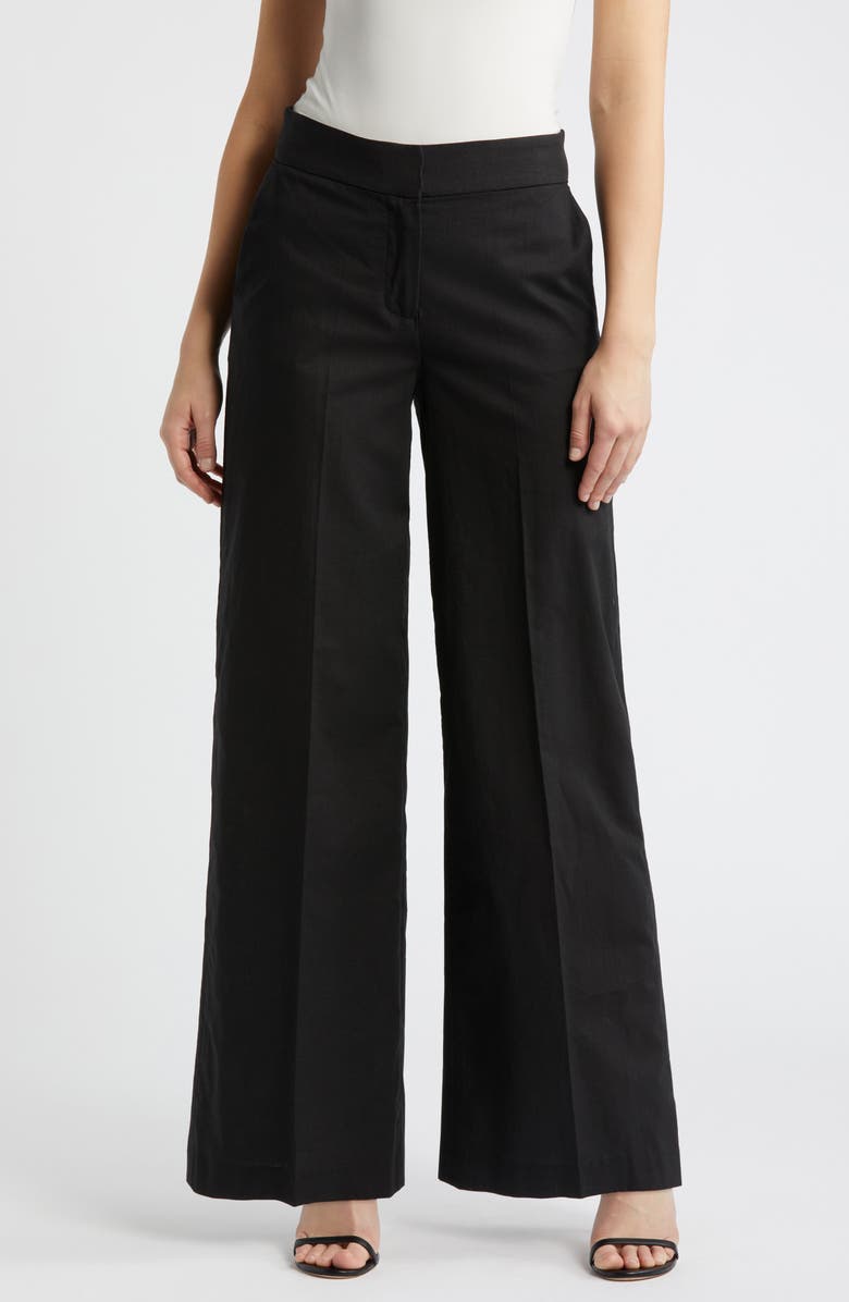 Tahari ASL Wide Leg Linen Blend Pants, Main, color,
