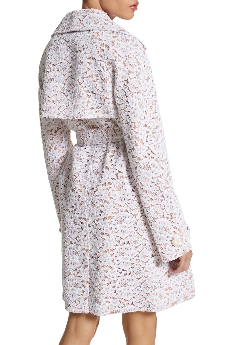 Michael Kors Collection Floral Lace Trench Coat, Alternate, color, 