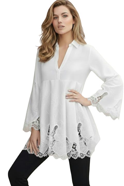 Extended Plus Size Poplin Embroidered Swing Tunic (plus)