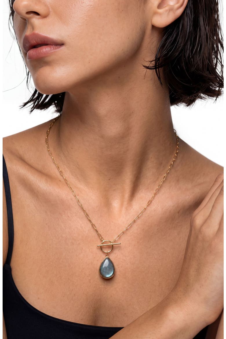 Labradorite Toggle Necklace, Alternate, color, GREEN/ GOLD