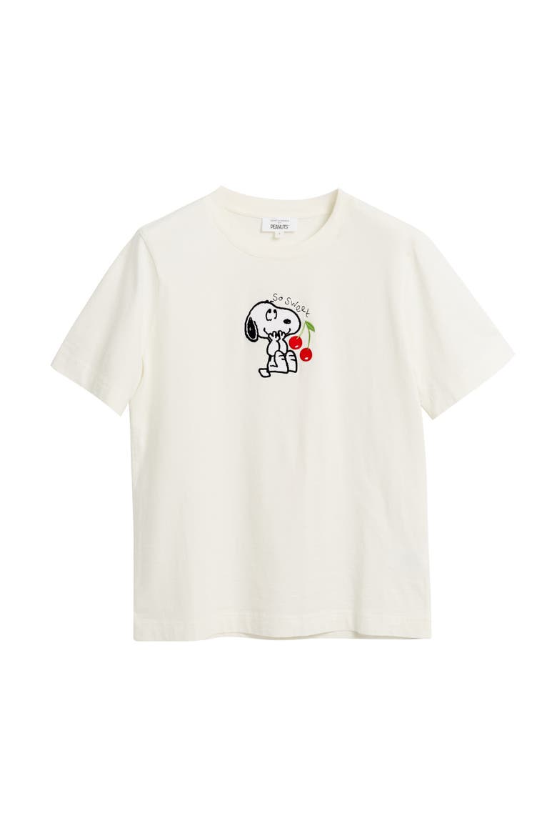 Cotton Snoopy Cherry T-Shirt, Alternate, color, Cream