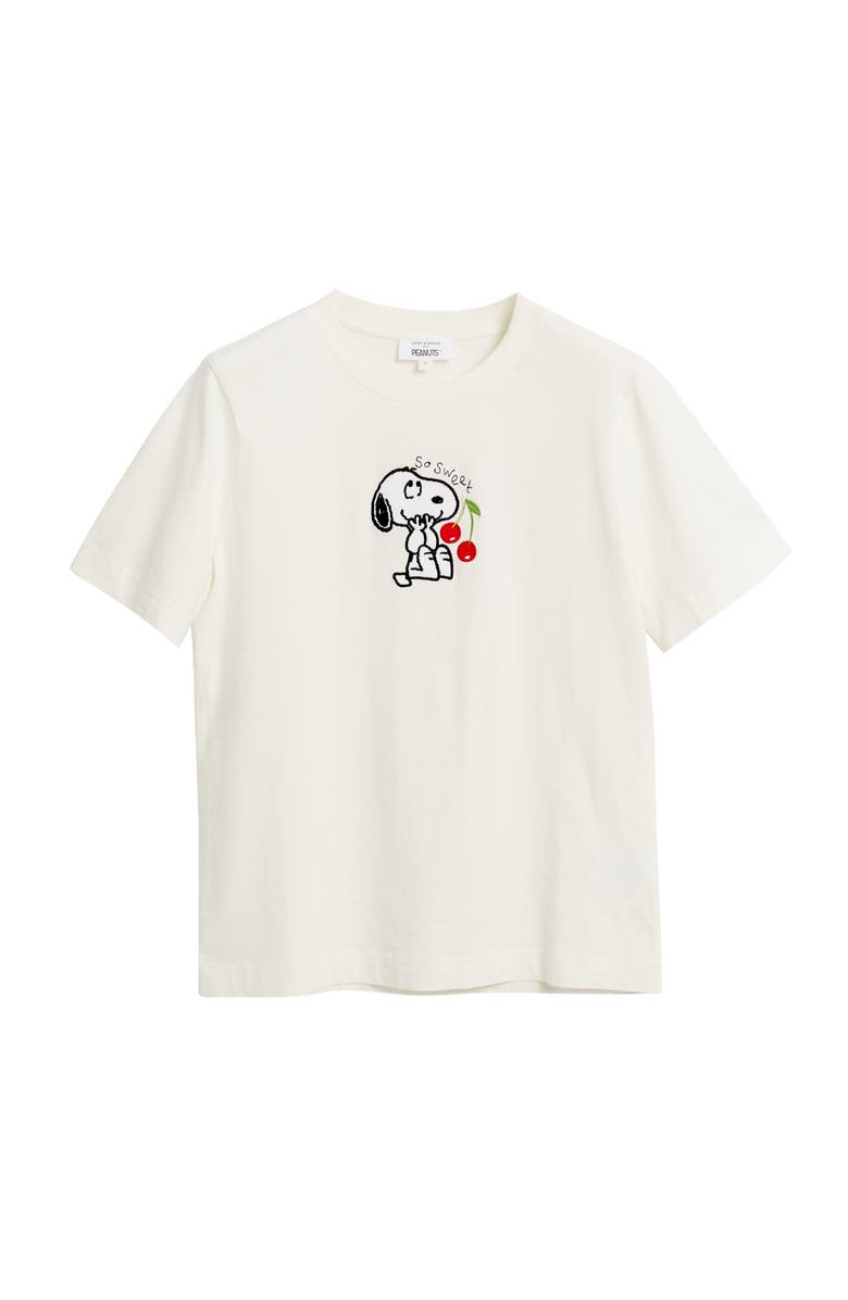 Chinti & Parker Cotton Snoopy Cherry T-Shirt, Alternate, color, Cream