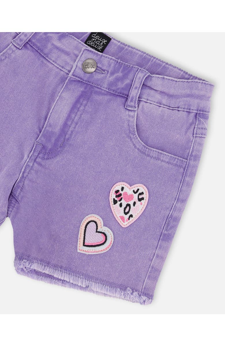 Deux par Deux Heart Embroidery Denim Shorts, Alternate, color, Mauve