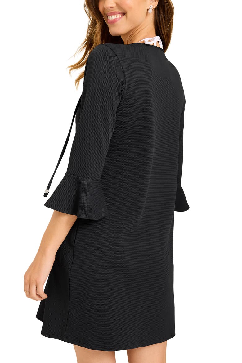 Island Cays Flounce Sleeve Cover-Up Dress, Alternate, color, BLACK