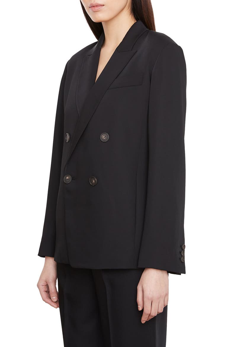 Double Breasted Crepe Blazer, Alternate, color, BLACK