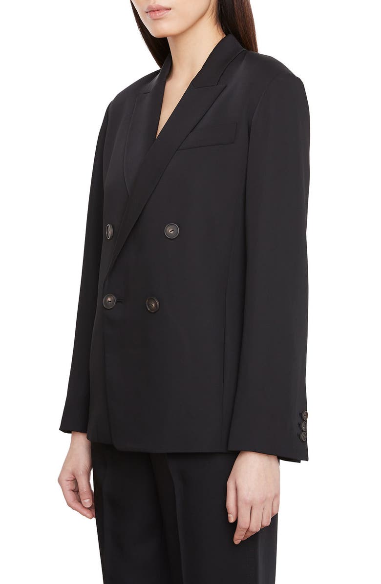 Vince Double Breasted Crepe Blazer, Alternate, color, Black