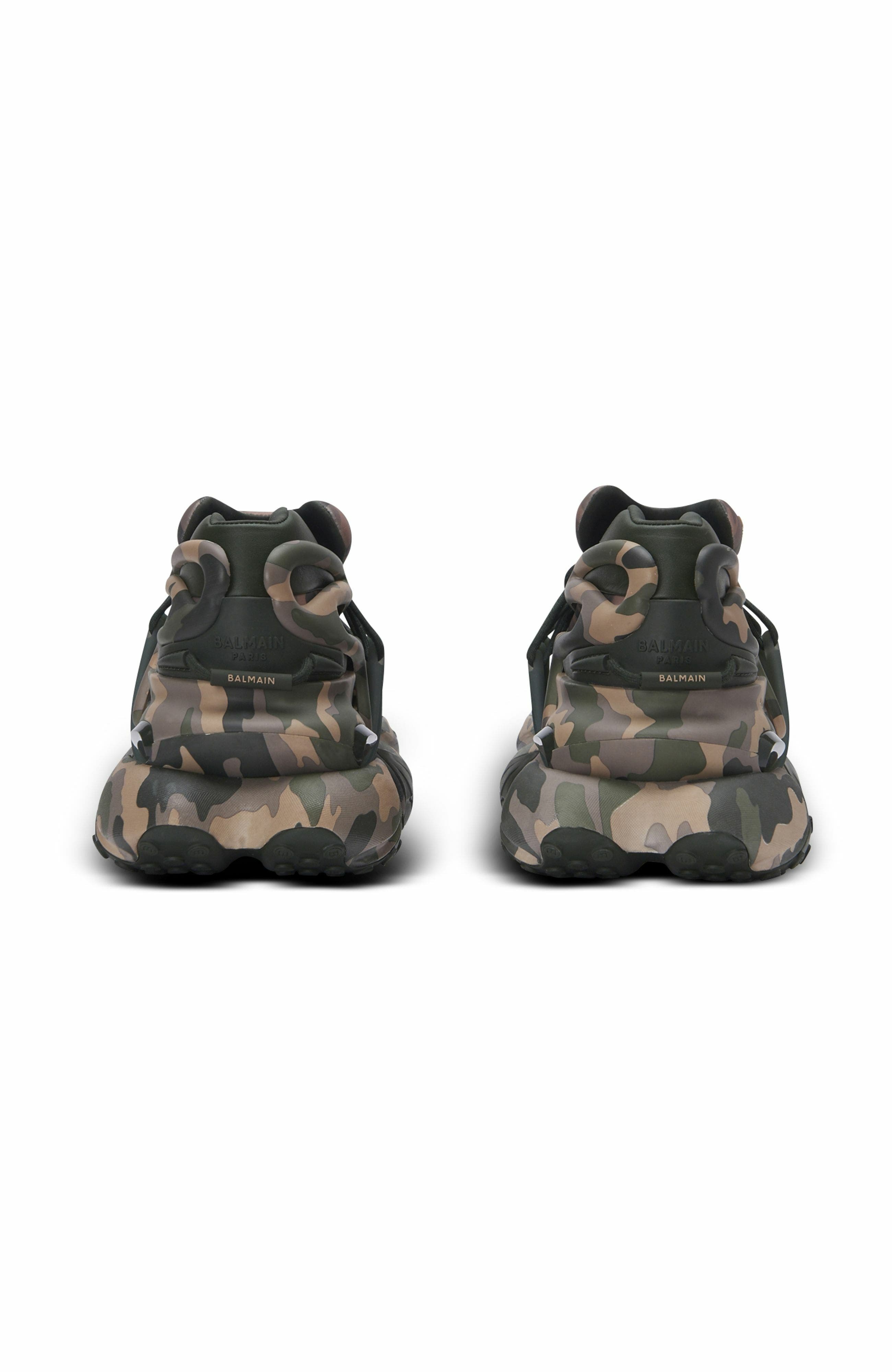 Balmain Unicorn Low Camouflage-Print Trainers, Alternate, color, 