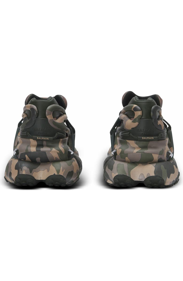 Balmain Unicorn Low Camouflage-Print Trainers, Alternate, color,