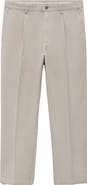 MANGO Cotton Blend Straight Leg Pants