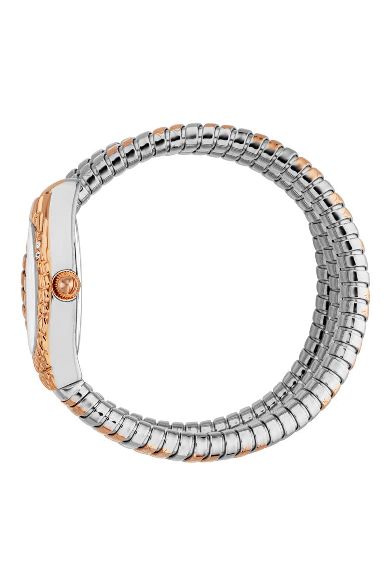 Snake Vetra Wraparound Two-Tone Bracelet Watch, 20mm x 34.5mm, Alternate, color, TWO TONE SILVER / ROSE GOLD