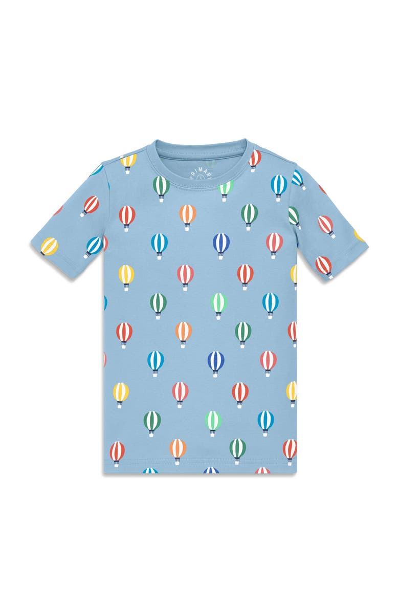 Primary Kids Organic Short Sleeve Pj Top In Hot Air Balloons, Main, color, Stream Hot Air Balloons