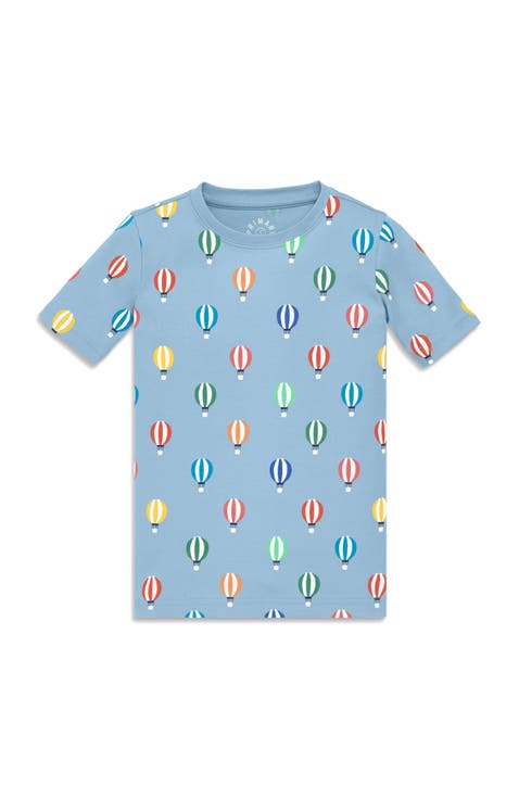 Kids Organic Short Sleeve Pj Top In Hot Air Balloons (Toddler, Little Kid, Big Kid)