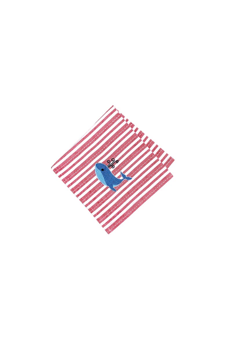 Whale Stripe Napkin Set of 6, Main, color, Blue