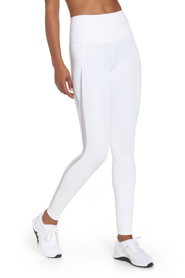 High Waist V-Back Ankle Leggings, Main, color, WHITE