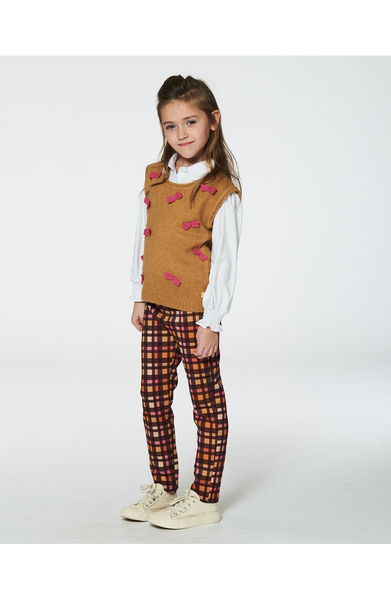 Deux par Deux Girl's Knit Vest With Bows Golden Brown, Alternate, color,