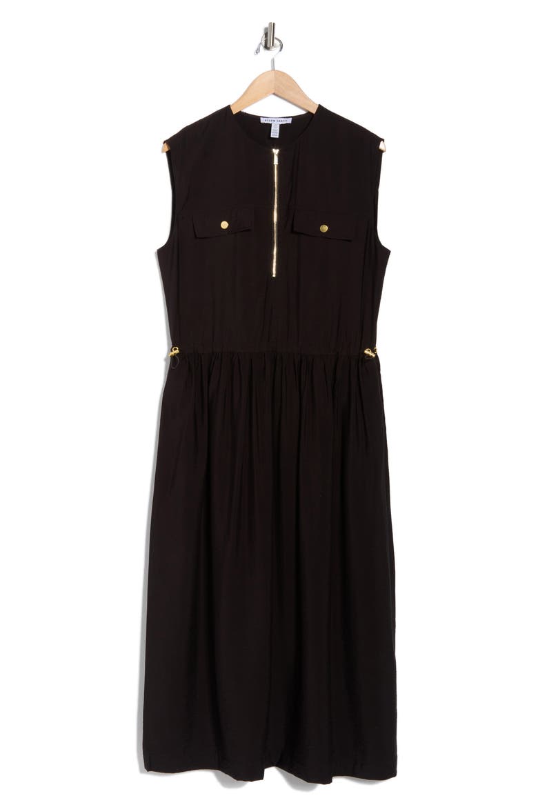 Sleeveless Crinkle Dress, Alternate, color, BLACK