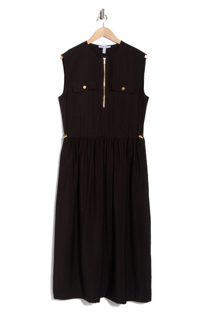 Ellen Tracy Sleeveless Crinkle Dress, Main, color, Black