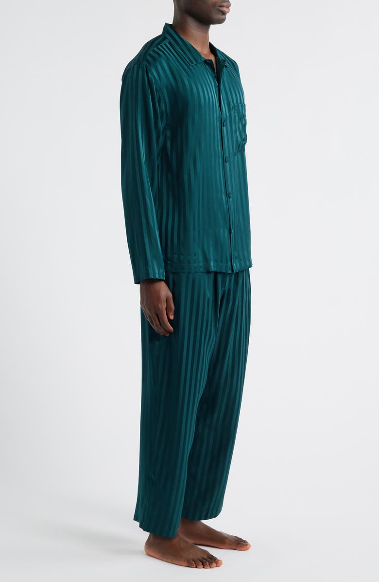 Lunya Stripe Washable Silk Pajamas, Alternate, color, Dusky Cypress Jacquard