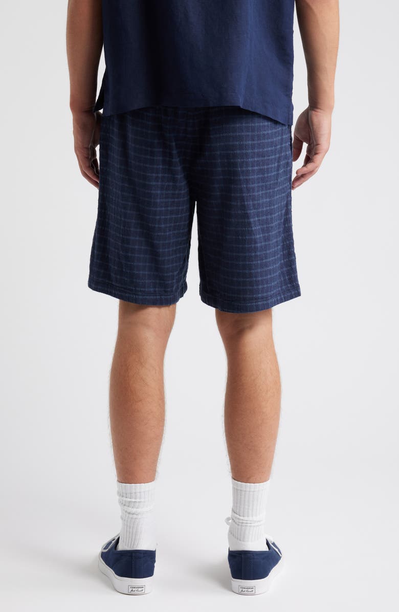 Topman Blue Check Flannel Shorts, Alternate, color, Navy