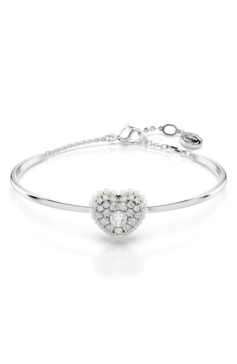 Swarovski Idyllia Crystal & Faux Pearl Heart Bracelet, Main, color, 