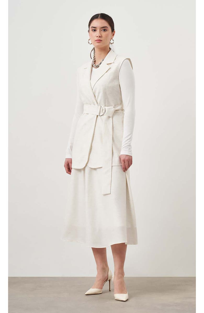 Mizalle Midi Skirt, Main, color, Ecru