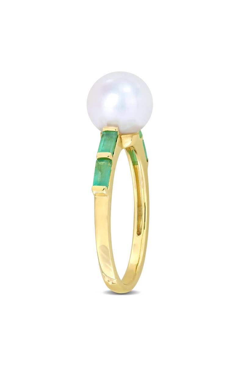 Julianna B. Cultured Pearl & Gemstone Ring 10k, Alternate, color, Emerald/Yellow Gold