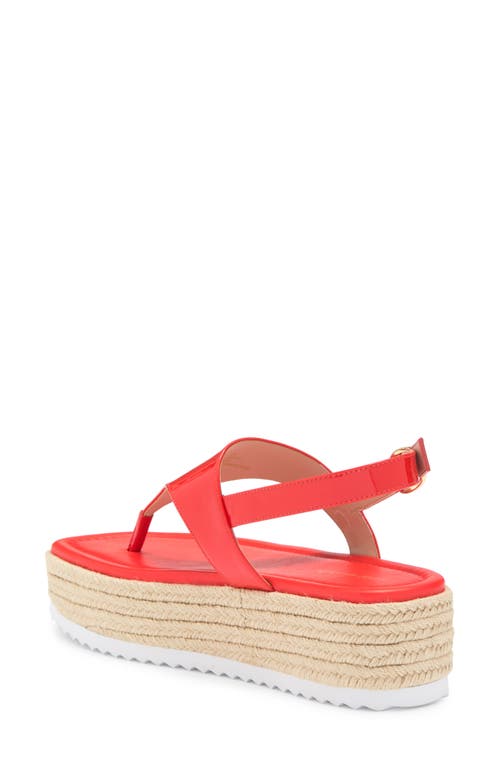 Stuart Weitzman Mel Patent Espadrille Flatform Sandal In Rojo