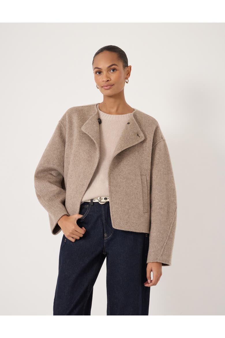 Linnie Double Faced Collarless Jacket, Main, color, OATMEAL MARL