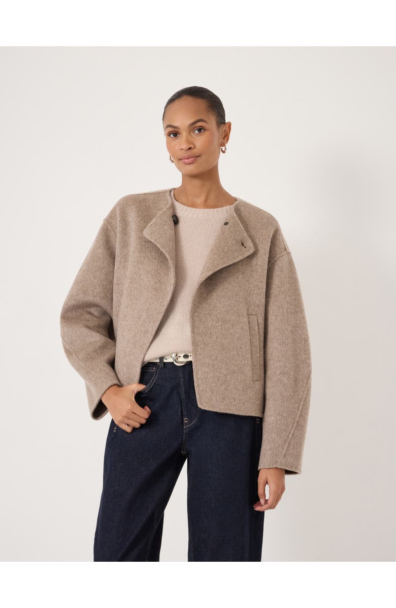 Hush Linnie Double Faced Collarless Jacket, Main, color, Oatmeal Marl