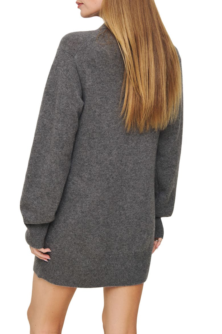 Maeve Long Sleeve Recycled Cashmere & Wool Blend Polo Sweater Minidress, Alternate, color, THUNDER