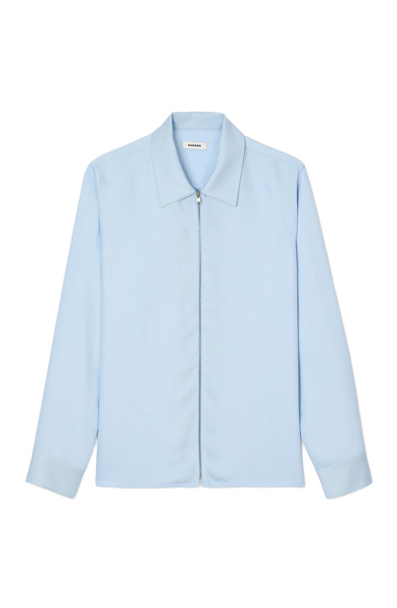 SANDRO Zip-up shirt, Alternate, color, Blue Sky