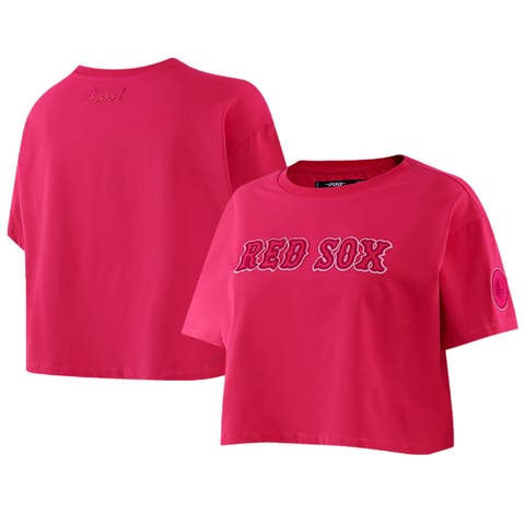 Women's Pro Standard Pink Boston Red Sox Triple Pink Boxy Cropped T-Shirt