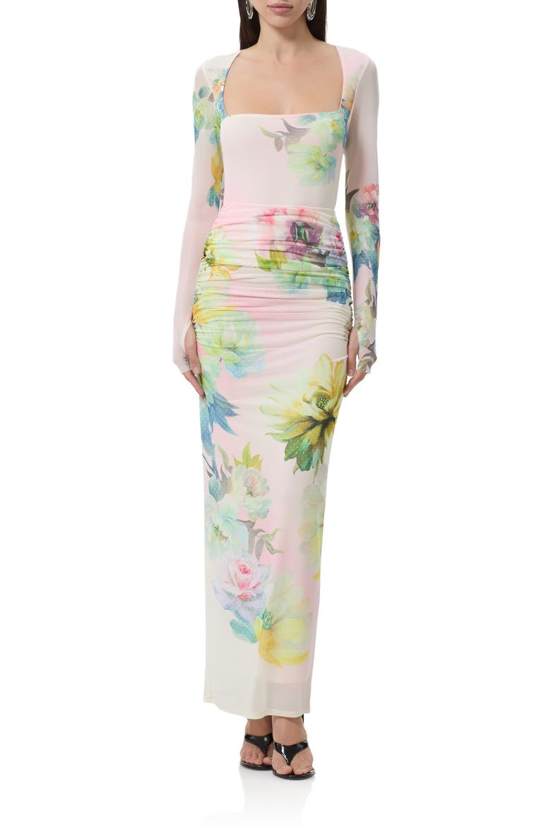 Ines Floral Long Sleeve Mesh Top, Alternate, color, GROWING ROSES