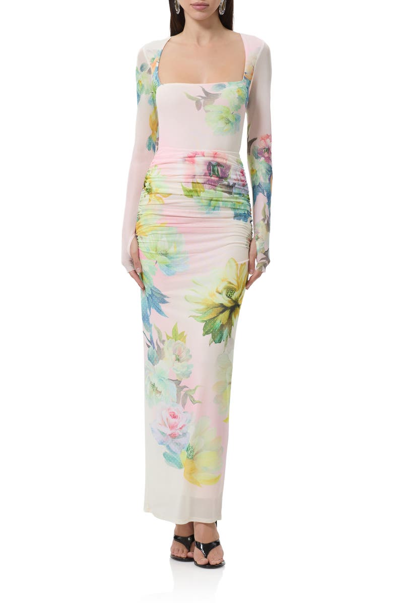 AFRM Ines Floral Long Sleeve Mesh Top, Alternate, color, Growing Roses