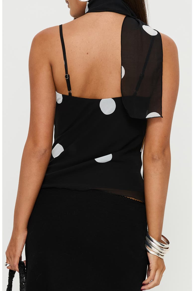 Jenae Polka Dot Camisole & Scarf, Alternate, color, BLACK / WHITE POLKA