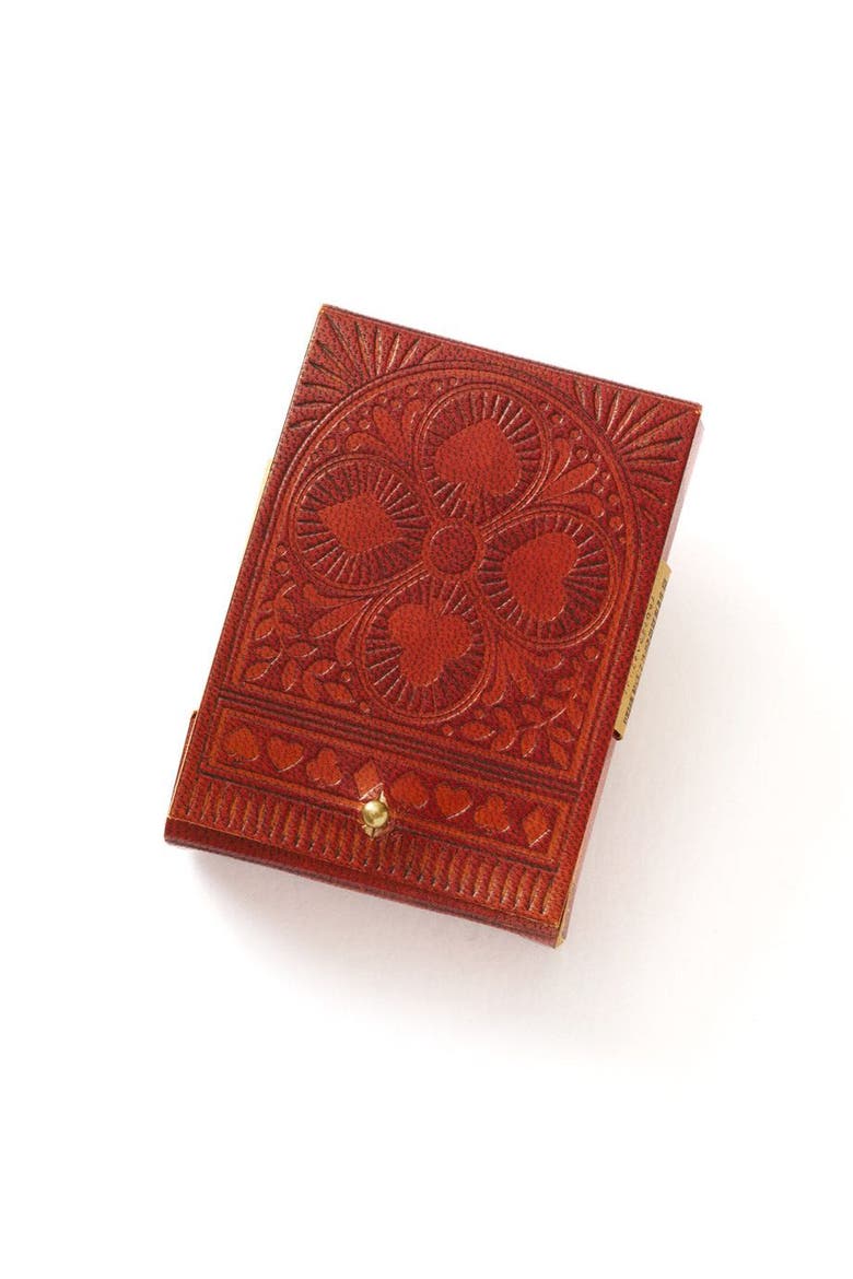 Embossed Leather Playing Cards Set, Main, color, Brown