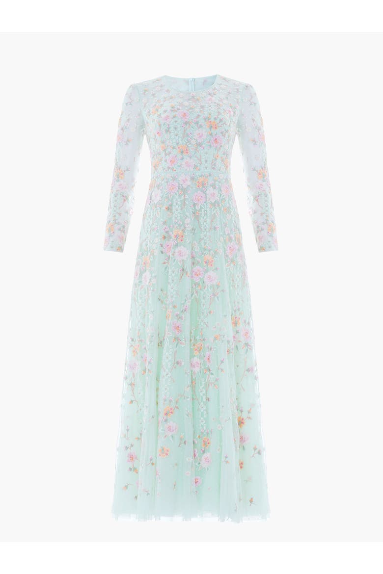 Garden Rose Long Sleeve Maxi Gown, Alternate, color, Sea Mist/Pastel Mint