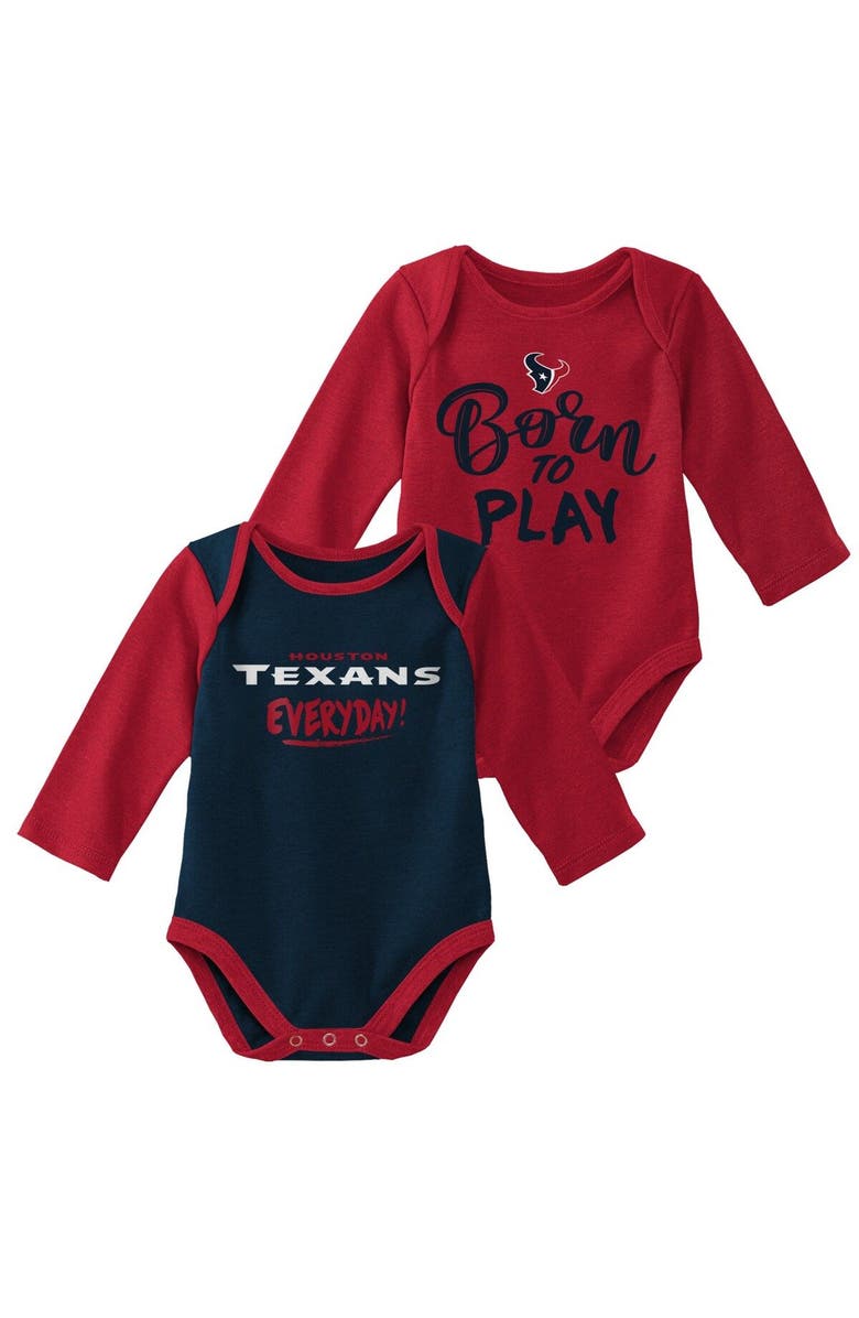 Outerstuff Newborn & Infant Red/Navy Houston Texans 2-Pack Little Player Long Sleeve Bodysuit Set, Main, color, 