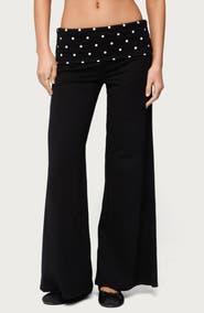 EDIKTED Reeva Polka Dot Foldover Pants