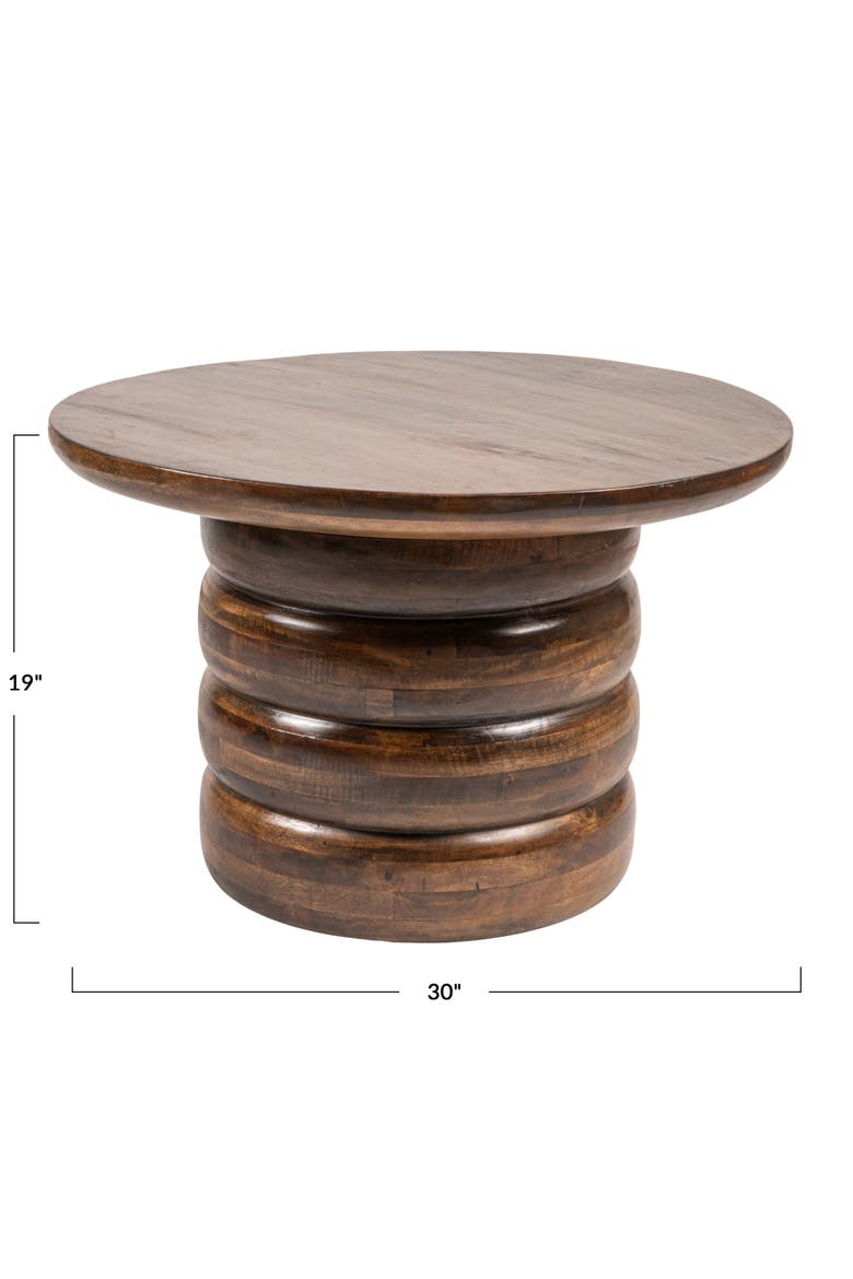 Round Coffee Table with Ribbed Base, Alternate, color, Black