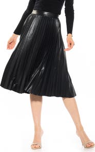 Alexia Admor Luca High Waist Pleated Faux Leather Skirt