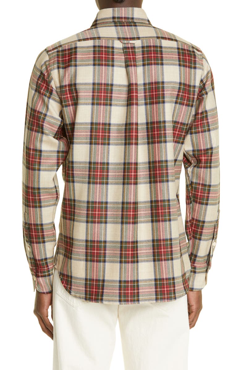 Drake's Plaid Virgin Wool Button-Up Work Shirt, Alternate, color, 