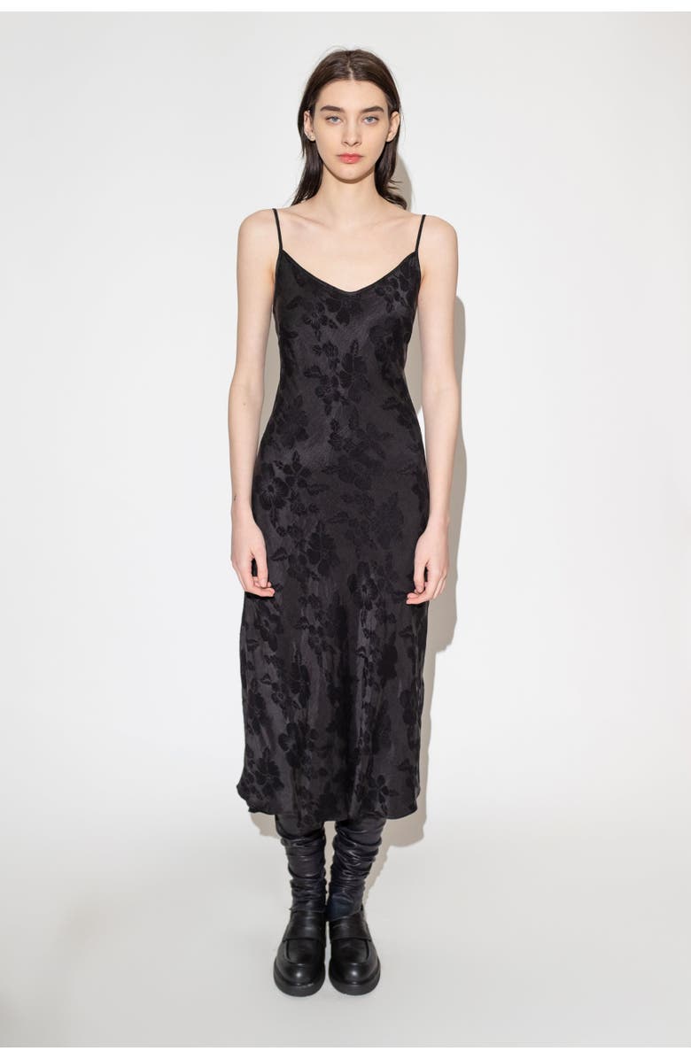 Untitled in Motion Desire Floral Jacquard Bias Slip Dress, Alternate, color, Black Floral